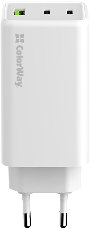 Мережевий зарядний пристрій Colorway GaN Mini 100W PD Port PPS USB (USB-2C1A) White (CW-CHS061PD-WT) - Фото 1