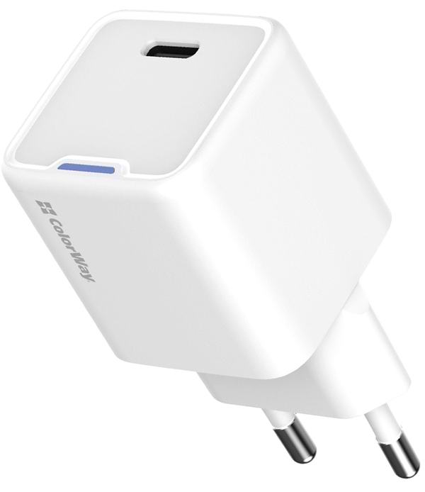 Фото - Мережевий зарядний пристрій Colorway GaN Mini 20W PD Port PPS USB-C White (CW-CHS059PD-WT)