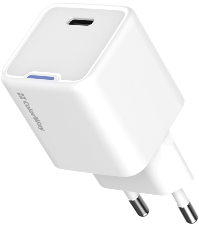 Мережевий зарядний пристрій Colorway GaN Mini 30W PD Port PPS USB-C White (CW-CHS054PD-WT) - Фото 1