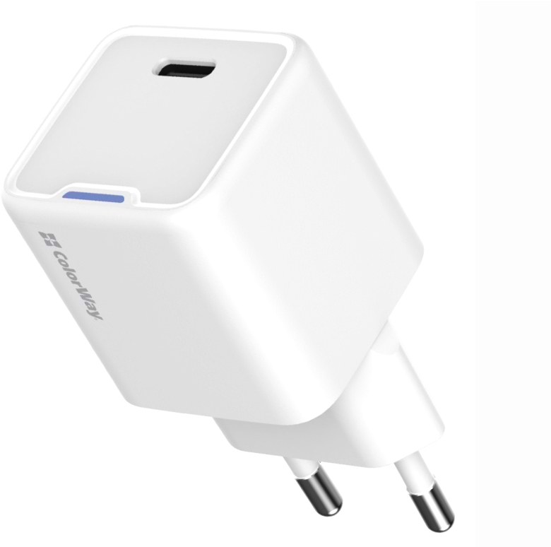Мережевий зарядний пристрій Colorway GaN Mini 35W PD Port PPS USB-C White (CW-CHS056PD-WT) - Фото 1