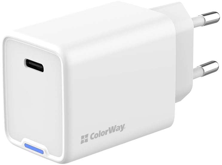 Мережевий зарядний пристрій Colorway GaN Mini 45W PD Port PPS USB-C White (CW-CHS057PD-WT) - Фото 1