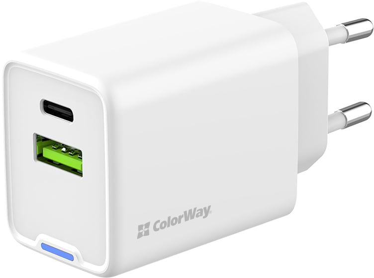 Мережевий зарядний пристрій Colorway GaN Mini 45W PD Port PPS USB (Type-C PD + USB QC4.0) White (CW-CHS060PD-WT) - Фото 1