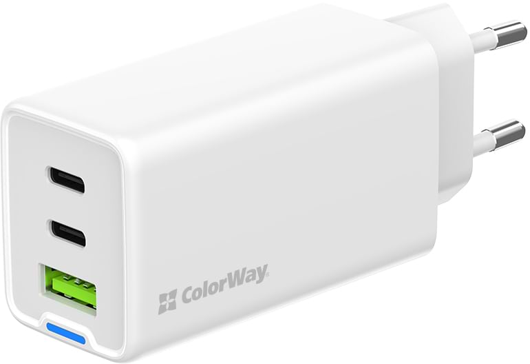 Мережевий зарядний пристрій Colorway GaN Mini 65W PD Port PPS USB White (CW-CHS058PD-WT) - Фото 1