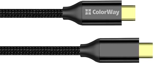 Фото - Кабель синхронізації даних Colorway Type-C - Type-C USB3.2 (20Gbps 4K PD100W) Gen2 5А 1м чорний (CW-CBPDCC062-BK)