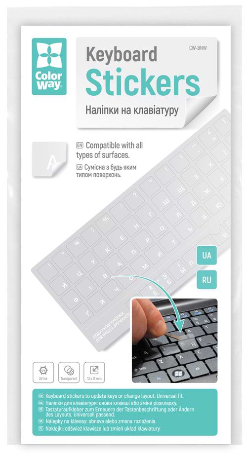Фото - Наклейки на клавиатуру Colorway White (СW-NW)