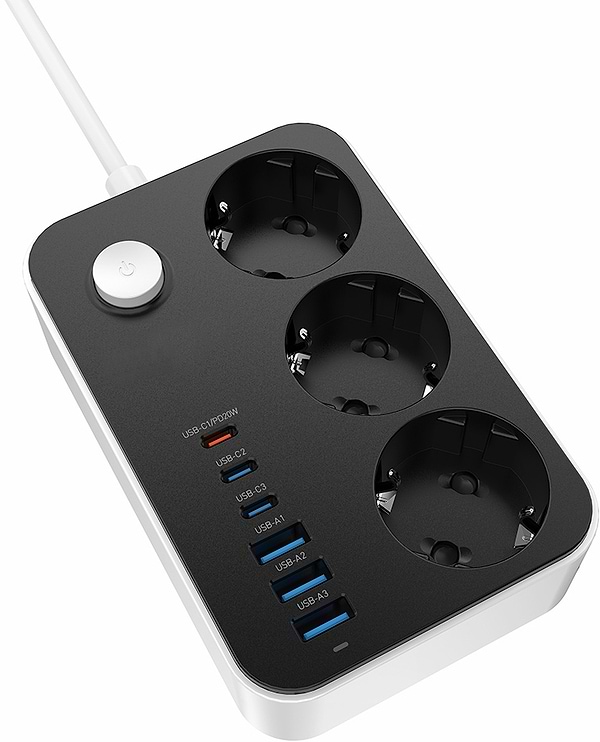 Фото - Мережевий фільтр Colorway 3 роз., 6xUSB (3xUSB-A + 3xTYPE-C) 20W Black 2m (CW-CHE36PDB)