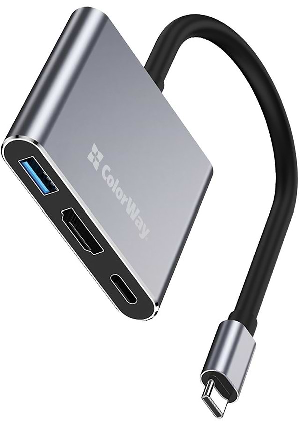 Фото - Хаб USB Colorway USB-C 3-в-1 Type C PD 100W/USB3.0/HDMI 4К (CW-HUB08)