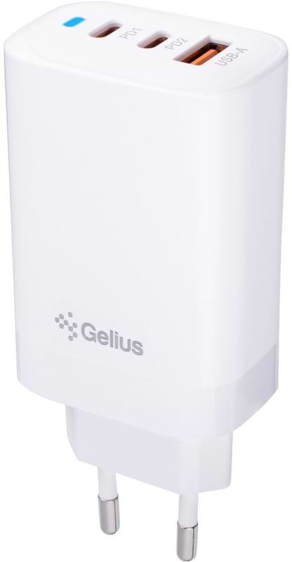Сетевое зарядное устройство Gelius Elevaro GP-HC065 65W USB+2Type-C QC/PD/PPS White (100784) - Фото 1