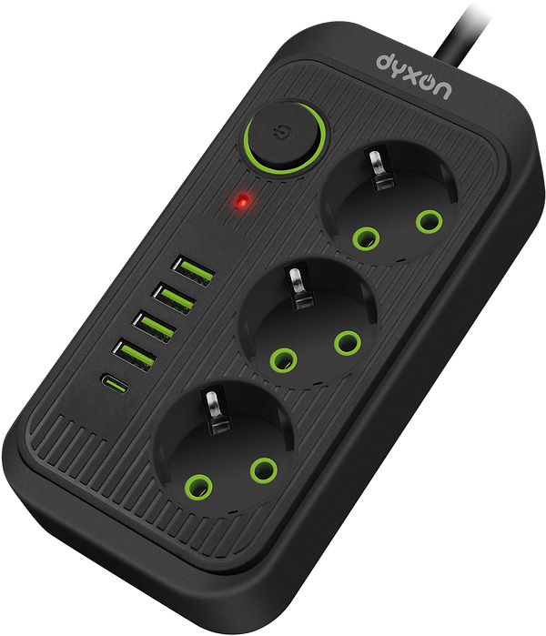 Фото - Сетевой фильтр Dyxon 3+5 USB-A + USB-C (PD) Power switch 3m Black (DXN-3M-MFP-35PD-B)
