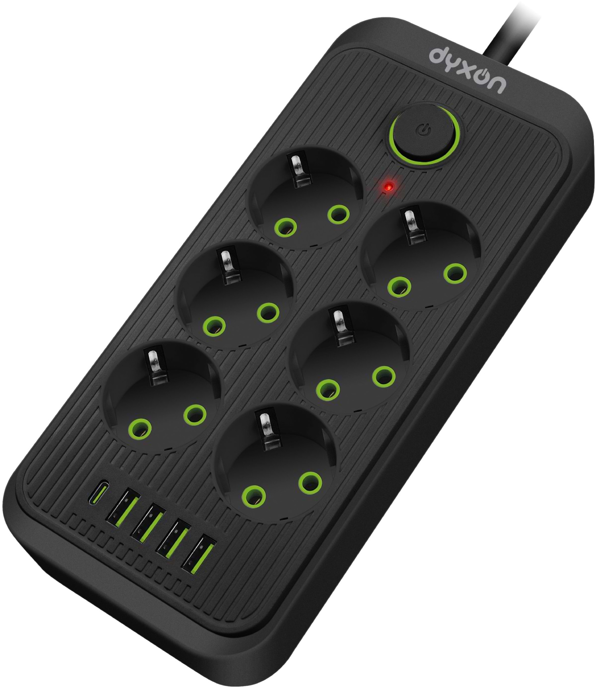 Мережевий фільтр Dyxon 6+5 USB-A + USB-C (PD) Power switch 3m Black (DXN-3M-MFP-65PD-B) - Фото 1