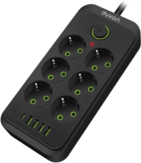 Фото - Сетевой фильтр Dyxon 6+5 USB-A + USB-C (PD) Power switch 3m Black (DXN-3M-MFP-65PD-B)