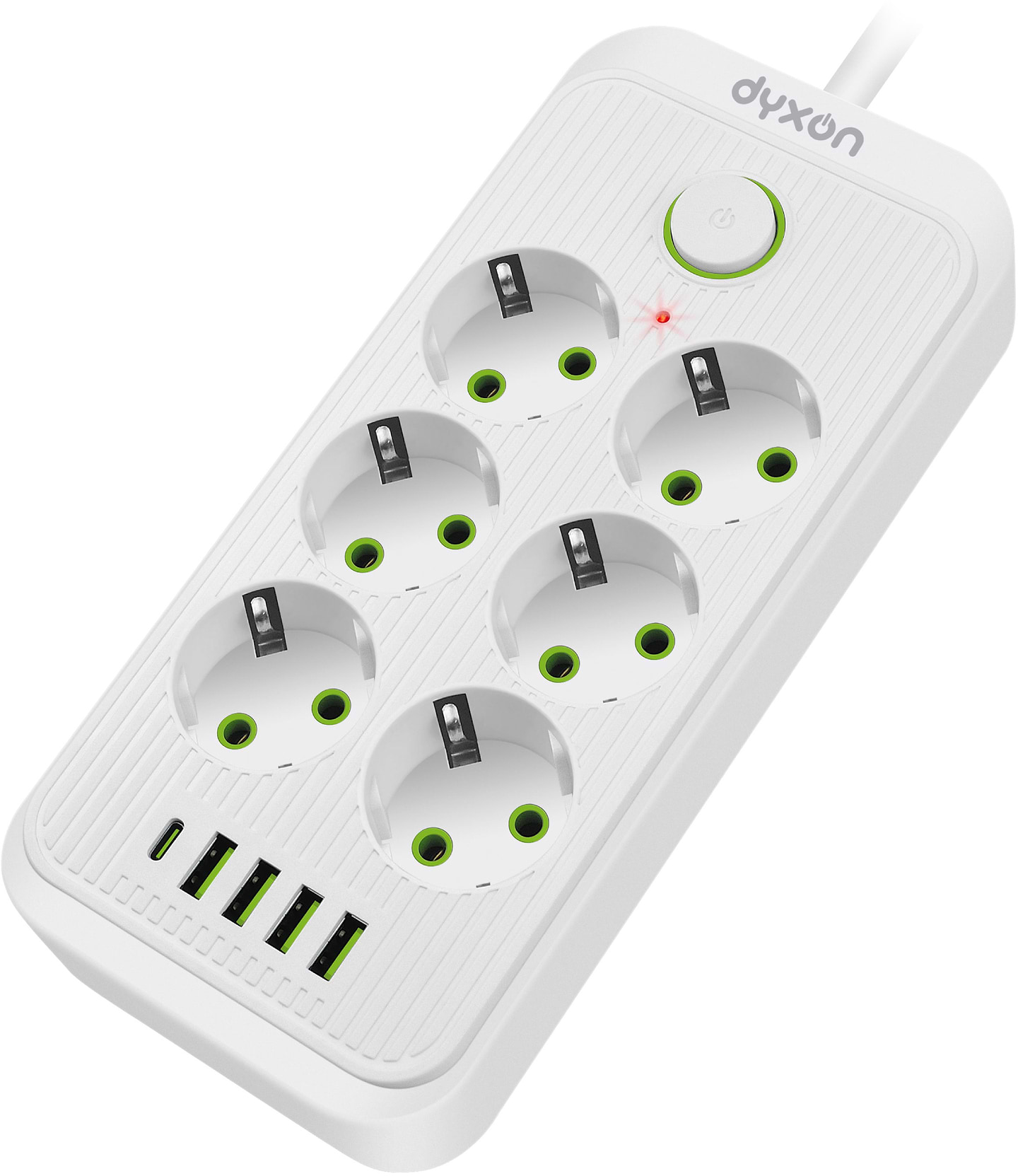 Мережевий фільтр Dyxon 6+5 USB-A + USB-C (PD) Power switch 3m White (DXN-3M-MFP-65PD-W) - Фото 1