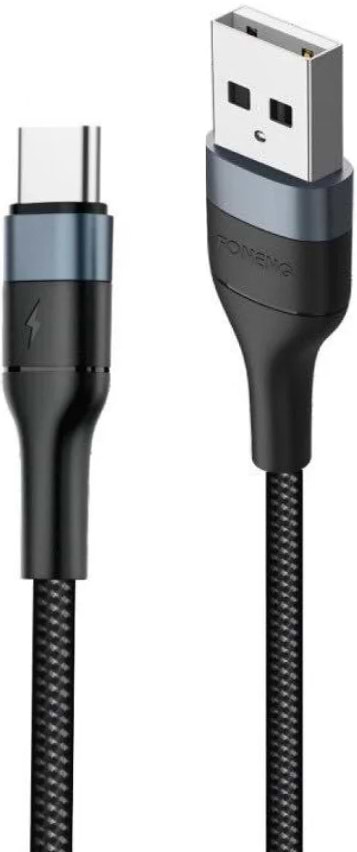 Кабель синхронізації даних Foneng X51 Spiral Braided Cable USB - USB Type-C (M/M) 1m, Black (X51-CA-TC)