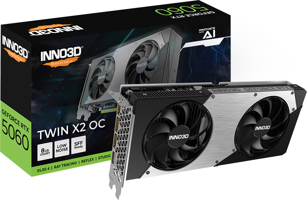 Видеокарта Inno3D GeForce RTX5060 TWIN X2 OC (N50602-08D7X-195070N)