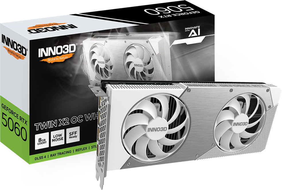 Видеокарта Inno3D GeForce RTX5060 TWIN X2 OC WHITE (N50602-08D7X-195070W)