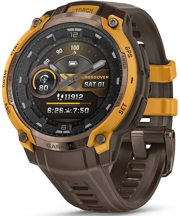Фото - Смарт-часы Garmin Instinct Crossover AMOLED, BronzeSunburst/Cocoa (010-03398-01)