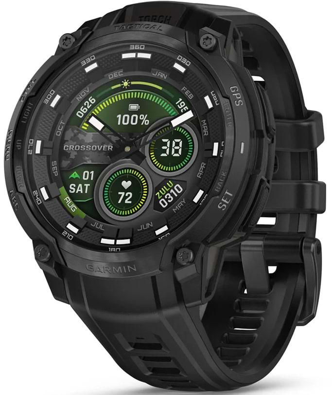 Смарт-часы Garmin Instinct Crossover AMOLED, Tactical, Black/Black (010-03398-02)