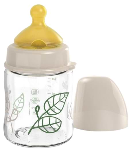 Пляшка для годування NIP Вишенька-Зелена Серія 0+ S бежева (35123)
