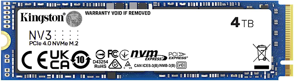 Фото - SSD-накопичувач внутрішній Kingston M.2 4000GB NV3, PCIe 4.0  NVMe (SNV3S/4000G)