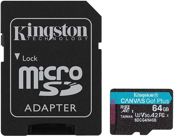 Фото - Карта памяти Kingston MicroSDXC 64GB Canvas Go! Plus G4 Class 10 UHS-I U3 V30 A2 + SD-adapter (SDCG4/64GB)