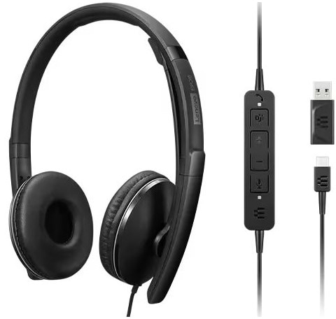 Гарнитура проводная Lenovo Wired ANC Headset Gen 2 (Teams) (4XD1M45627) - Фото 1