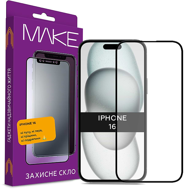 Фото - Захисне скло для смартфону MAKE FCFG Apple iPhone 16 (MGF-AI16)