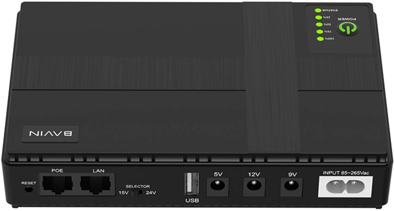 Источник бесперебойного питания Bavin PC1083 36W 10400mAh 5-12V DC USB POE Black (Y-PC1083-36W-EU-BK)