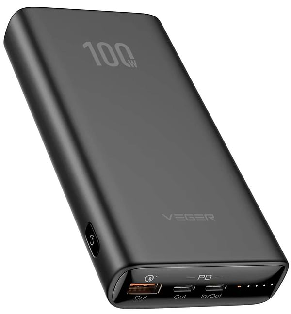 Фото - Батарея мобильная Veger T100 20000mAh 100W Black (W2032C-100)