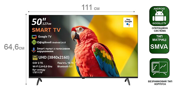 Фото - Телевізор Prime Technics 50U16SG14FR