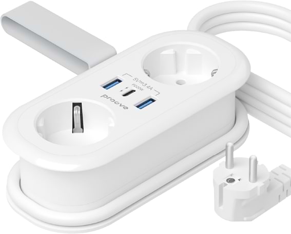 Мережевий фільтр Proove Supercoil 20W (2xAC + Type-C + 2xSB) 1.5m White (PSPS25002102) - Фото 1