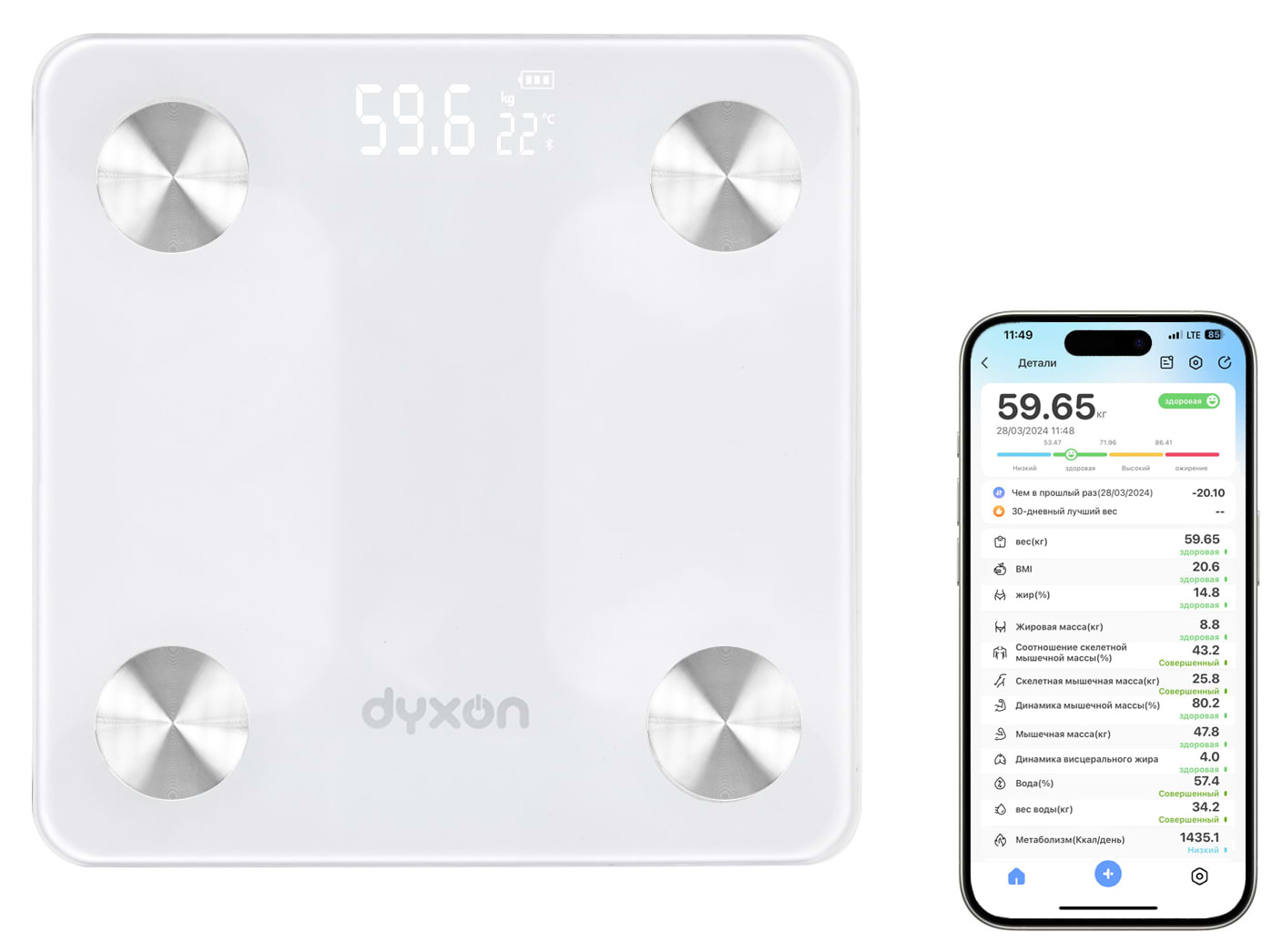 Смарт-ваги підлогові Dyxon MEGASCALES 200 із вбудованим акумулятором White (DXNVGMGSCLS200W) - Фото 1