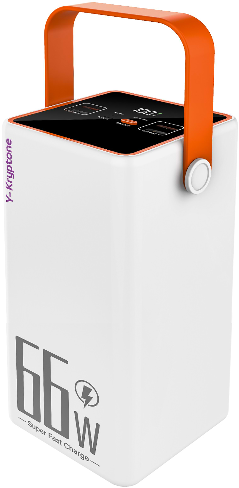 Батарея мобильная Y-Kryptone GT-92 LED Light 90000 mAh QC3.0 22.5W 66W Super Fast Charge White (YK-GT92L-WH) - Фото 1