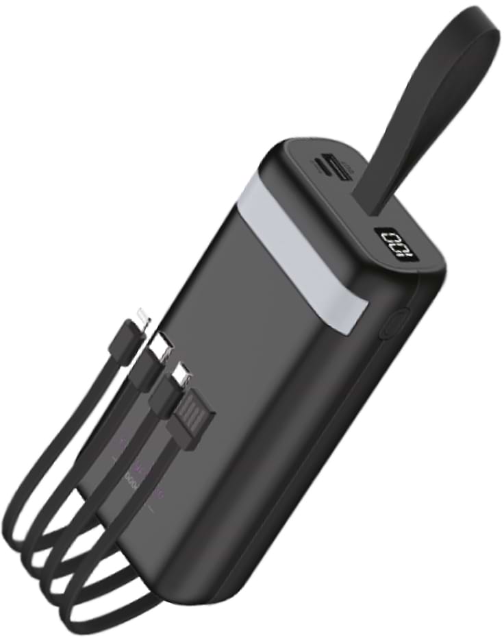 Батарея мобильная Y-Kryptone N-32 LED Light 30000 mAh CABLE in Black (YK-N32LC-B) - Фото 1
