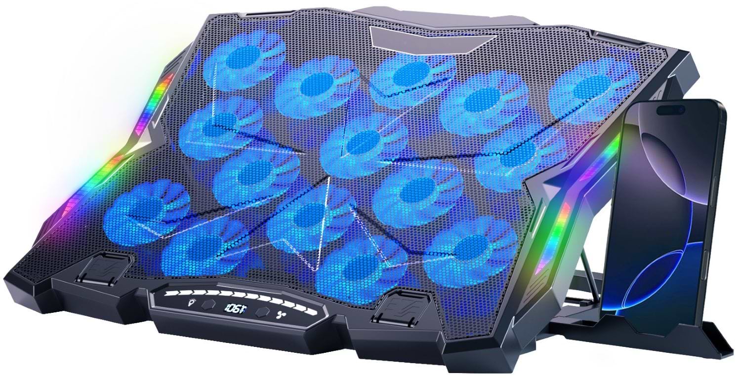 Подставка под ноутбук охлаждающая Dyxon MEGAFREEZE 13 Gaming PRO RGB illumination Black (DXNMGFGP13B) - Фото 1