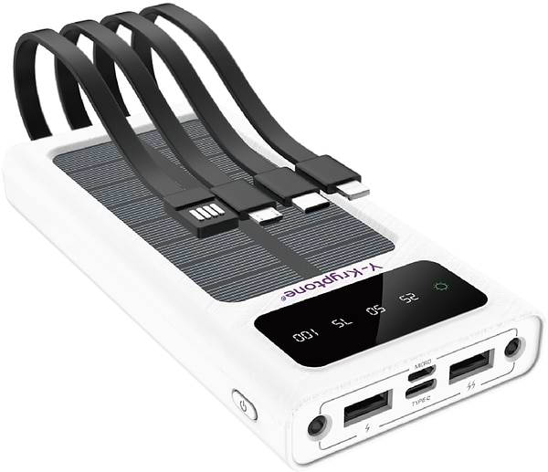 Фото - Батарея мобильная Y-Kryptone S-01 SOLAR CHARGE LED Light 10000 mAh CABLE in White (YK-S01SLC-WH)