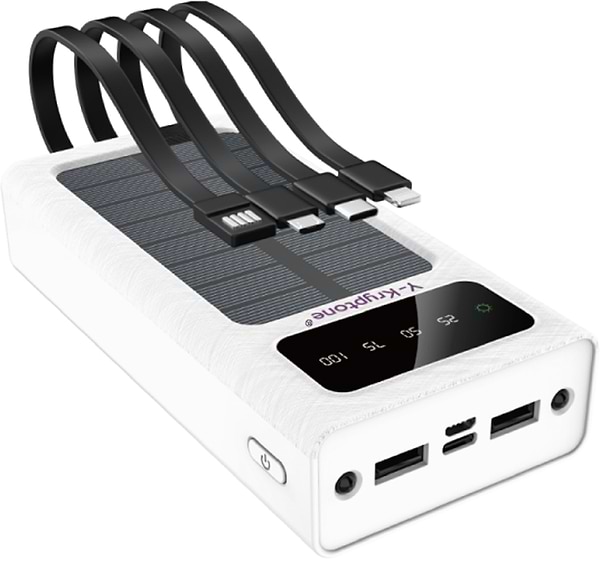 Фото - Батарея мобильная Y-Kryptone S-02 SOLAR CHARGE LED Light 20000 mAh CABLE in White (YK-S02SLC-WH)