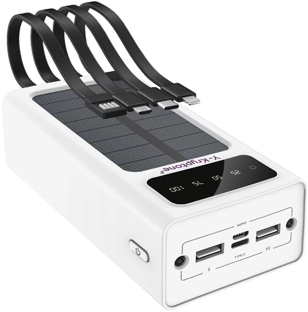 Фото - Батарея мобильная Y-Kryptone S-03 SOLAR CHARGE LED Light 30000 mAh CABLE in White (YK-S03SLC-WH)