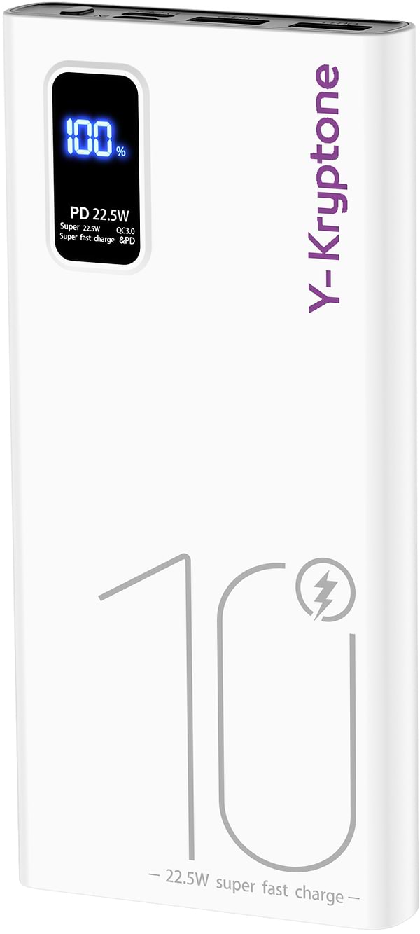 Фото - Батарея мобильная Y-Kryptone GT-19 10000 mAh QC3.0 22.5W Fast Charge White (YK-GT19-WH)