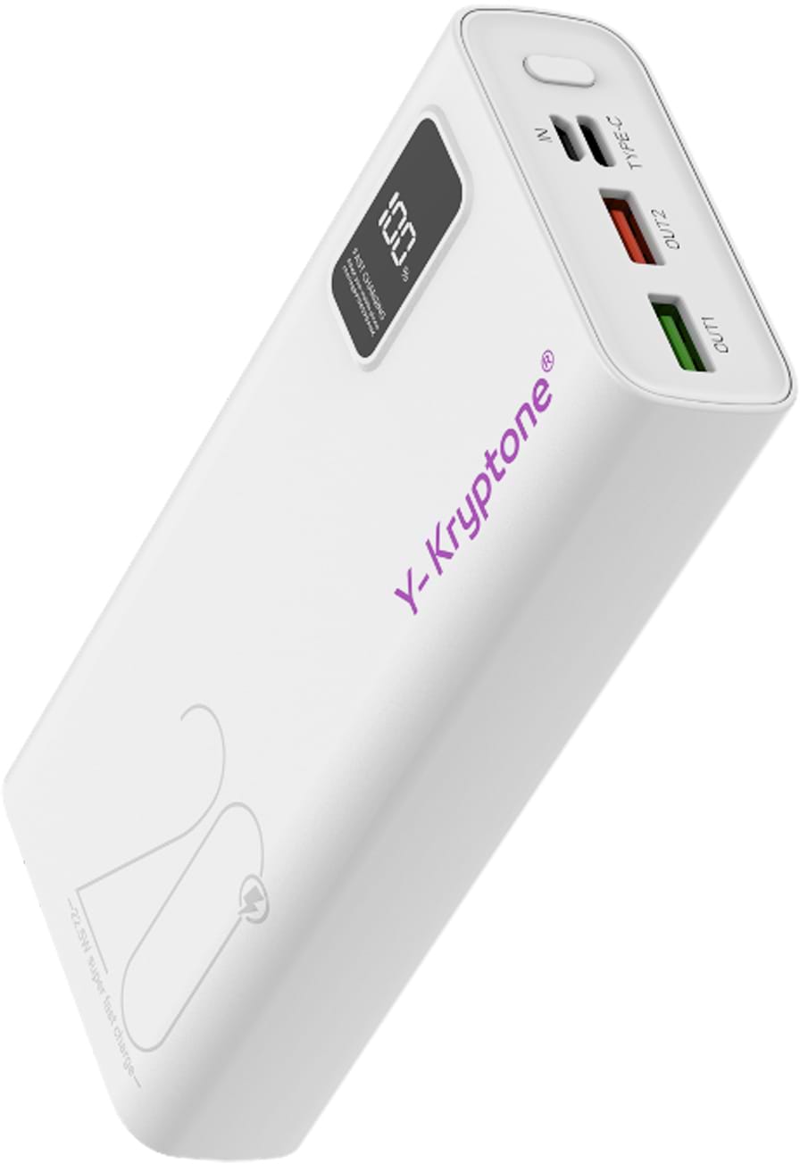 Батарея мобильная Y-Kryptone GT-23 20000 mAh QC3.0 22.5W Fast Charge White (YK-GT23-WH) - Фото 1