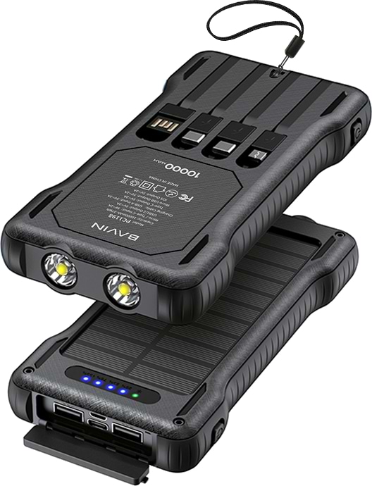 Батарея мобільна Bavin PC1198 10000 mAh SOLAR Led Lights Black (Y-PC1198 BK) - Фото 1