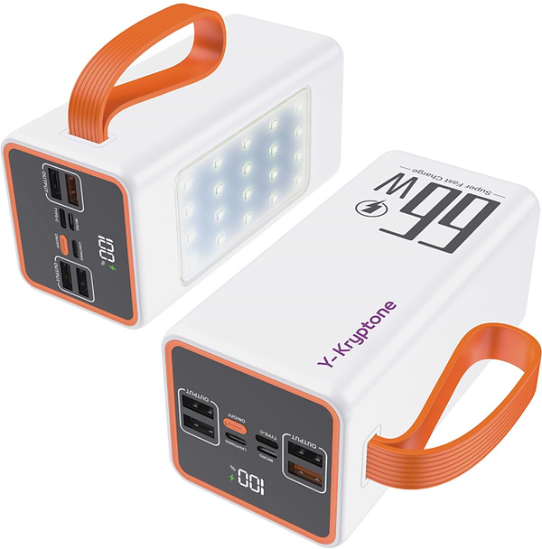 Фото - Батарея мобільна Y-Kryptone GT-52 LED Light 50000 mAh QC3.0 22.5W 66W Super Fast Charge White (YK-GT52L-WH)