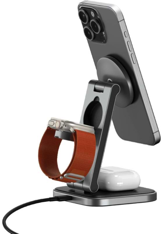 Фото - Бездротовий зарядний пристрій Satechi 3-in-1 Foldable Qi2 Wireless Charging Stand Space Gray (ST-Q31FM-EA) Фото - Бездротовий зарядний пристрій Satechi 3-in-1 Foldable Qi2 Wireless Charging Stand Space Gray (ST-Q31FM-EA)