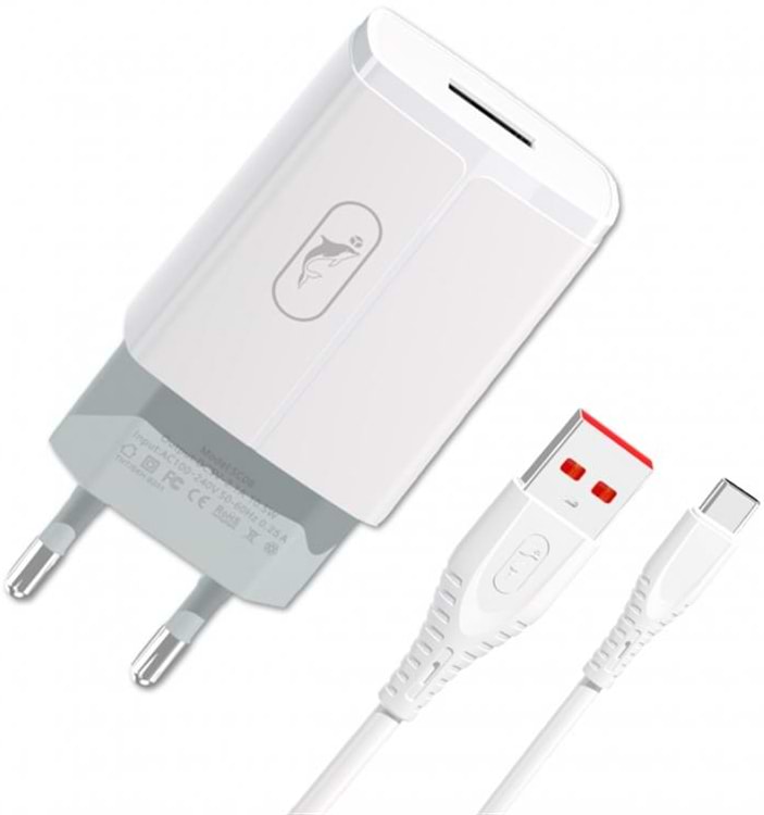 Сетевое зарядное устройство SkyDolphin SC06T 1USBx2.4A White (SDMZP-000179)+кабель USB Type-C