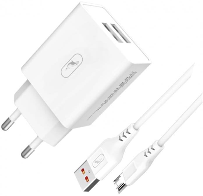 Сетевое зарядное устройство SkyDolphin SC30V 2USB, 2.1A White (SDMZP-000114) + кабель microUSB