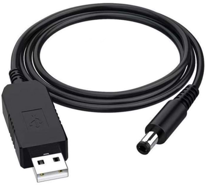 Кабель USB - DC Power Boost USB - DC 5.5x2.1 12V 1m Black - Фото 1