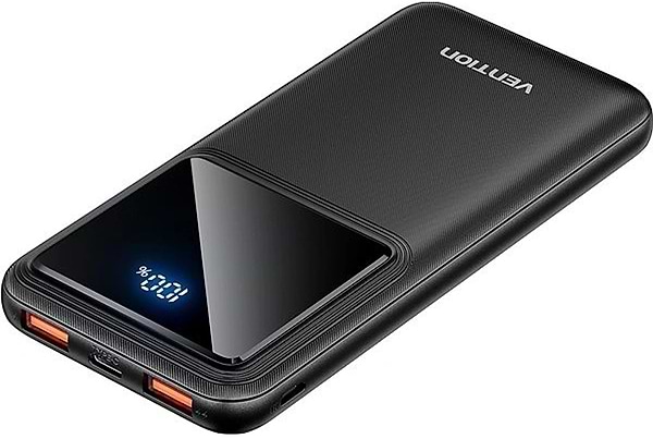 Фото - Батарея мобільна Vention 10000mAh 22.5W 3A,PD QC 3.0 Micro-USB USB-C,2xUSB-A LED Display Black (FHKB0)
