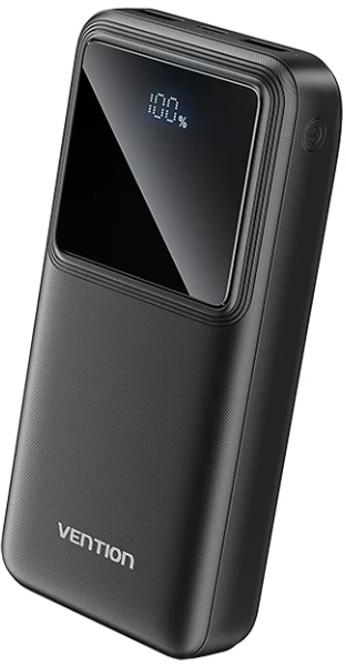 Батарея мобильная Vention 20000mAh 22.5W 3A QC 3.0 PD Micro-USB,USB-C 2xUSB-A LED Display Black (FHLB0) - Фото 1