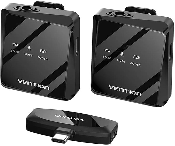 Фото - Мікрофон для смартфона Vention USB-C 2-Pack Wireless Lavalier Black (NCBB0)