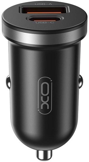 Автомобільний зарядний пристрій XO CC56 30W Mini Car Charger Type-C PD + USB-A (CC56_Black) - Фото 1