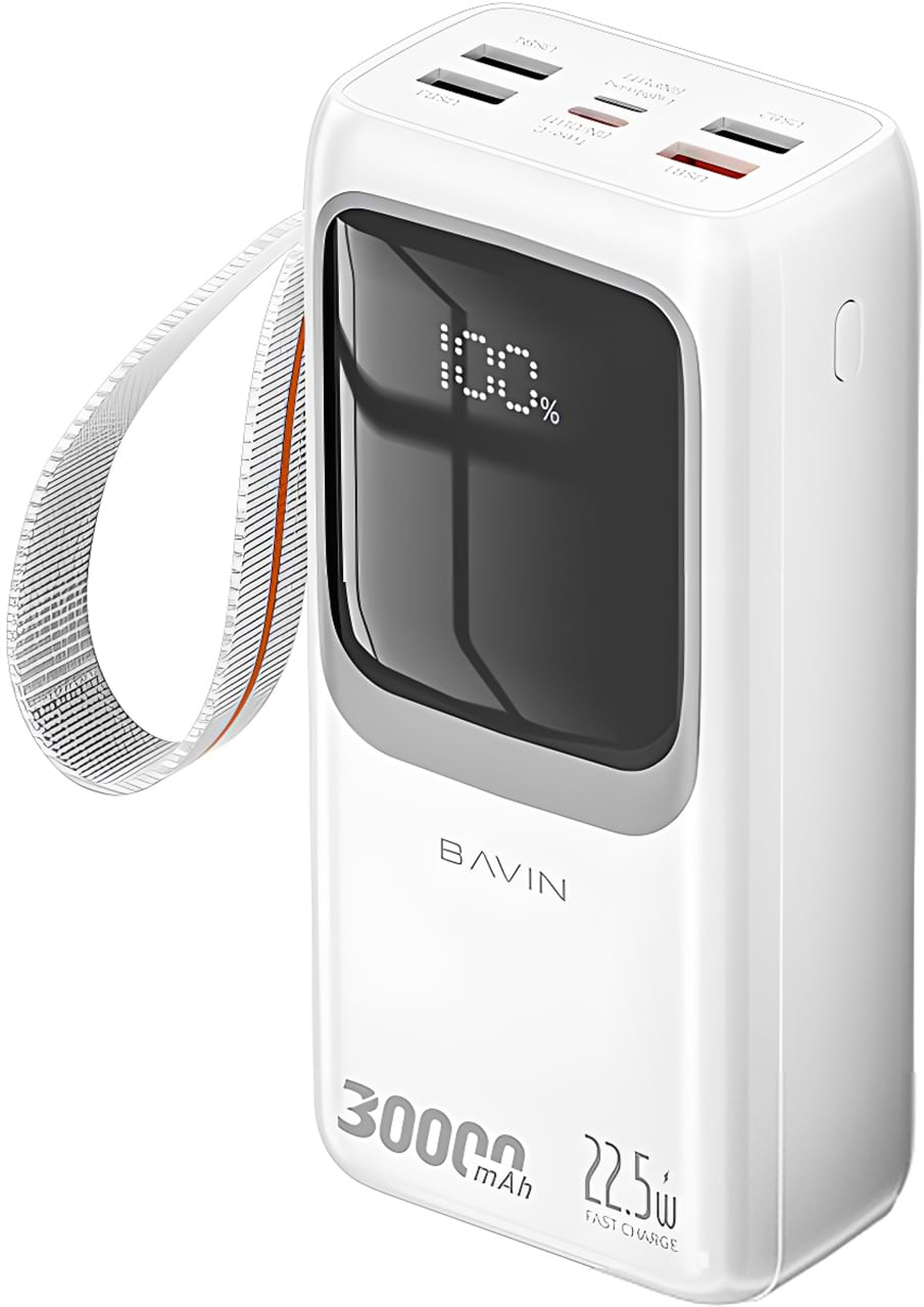 Батарея мобільна Bavin PC1031S 30000 mAh FAST CHARGING 22.5W White (Y-PC1031S WH) - Фото 1